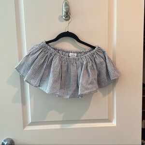 THAYER Blue And White Stripe Crop Top Blouse